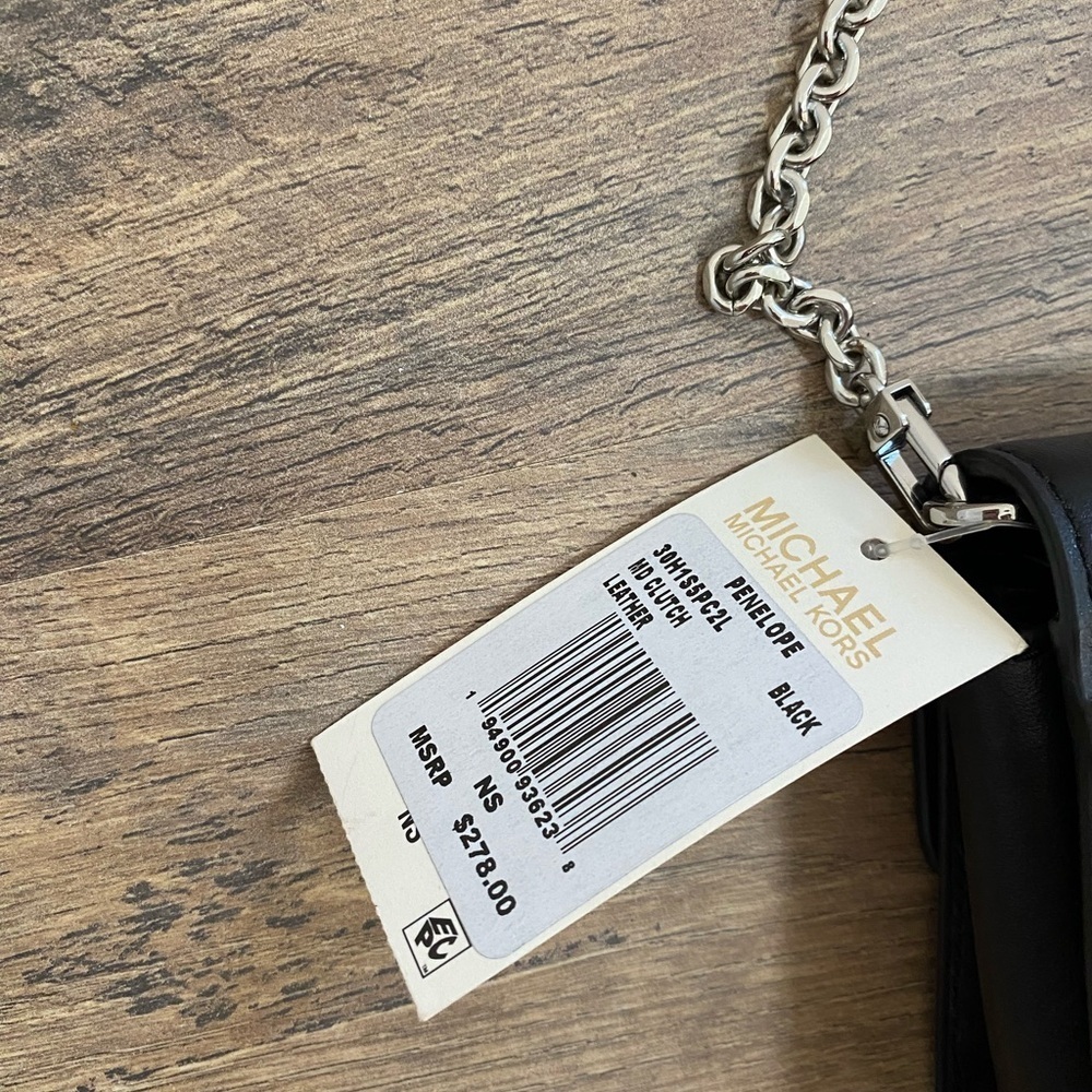 Michael Kors Black Clutch with Silver Chain - Picture 3 of 5